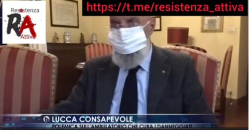 Il presidente dell'ordine dei medici di Lucca Umberto Quiriconi in due immagini indossa la mascherina sfoggiando contemporaneamente una voluminosa barba stile hipster